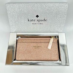 Kate Spade large slim card holder, rose gold, in box
